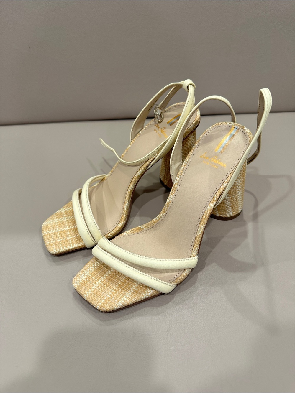 Sam Edelman Women's Kia Bleached Wheat Strappy Block Heel Sandals
